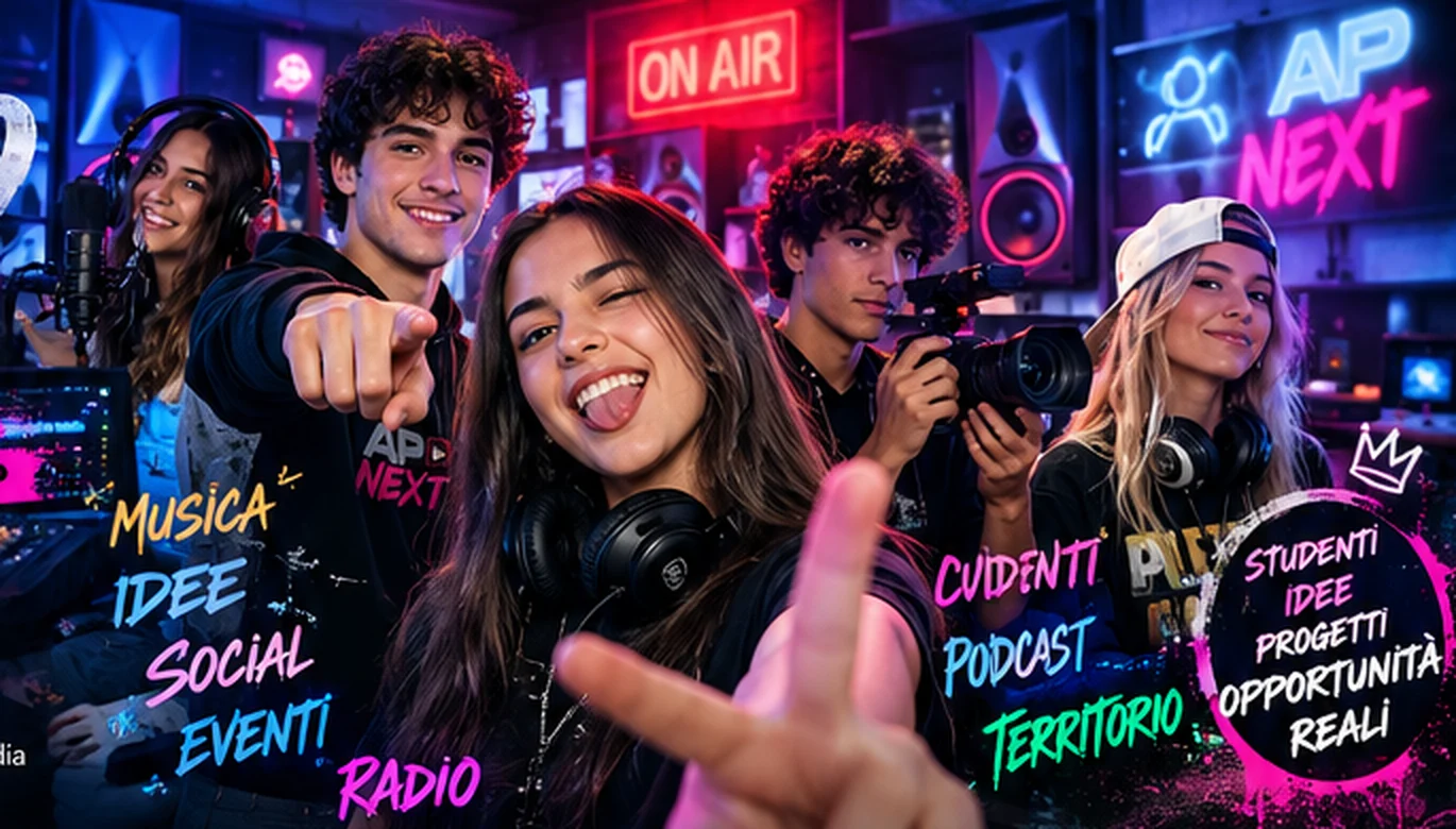 Giovani creativi in uno studio radio e TV